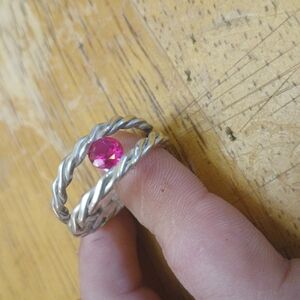 Elegant Silver Ring with Pink Ruby